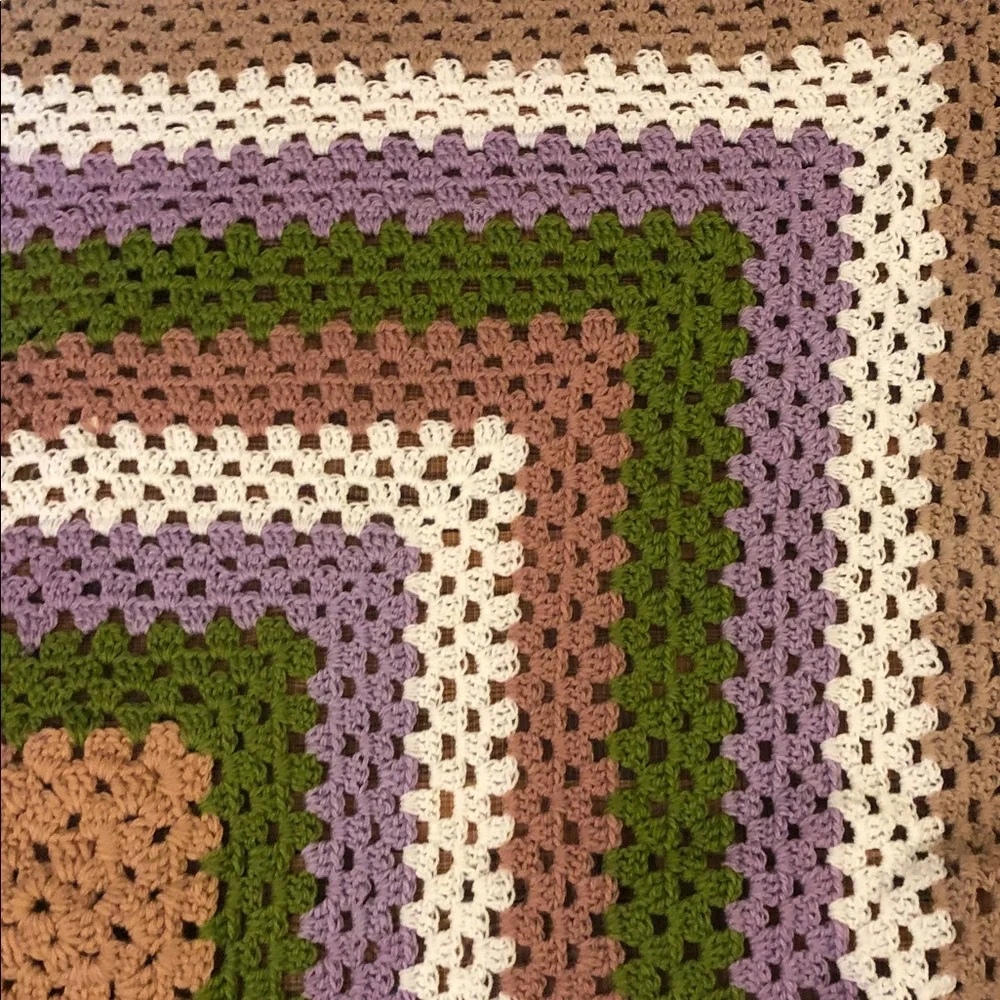 Handmade Multicolor Crochet Blanket 34 inch square